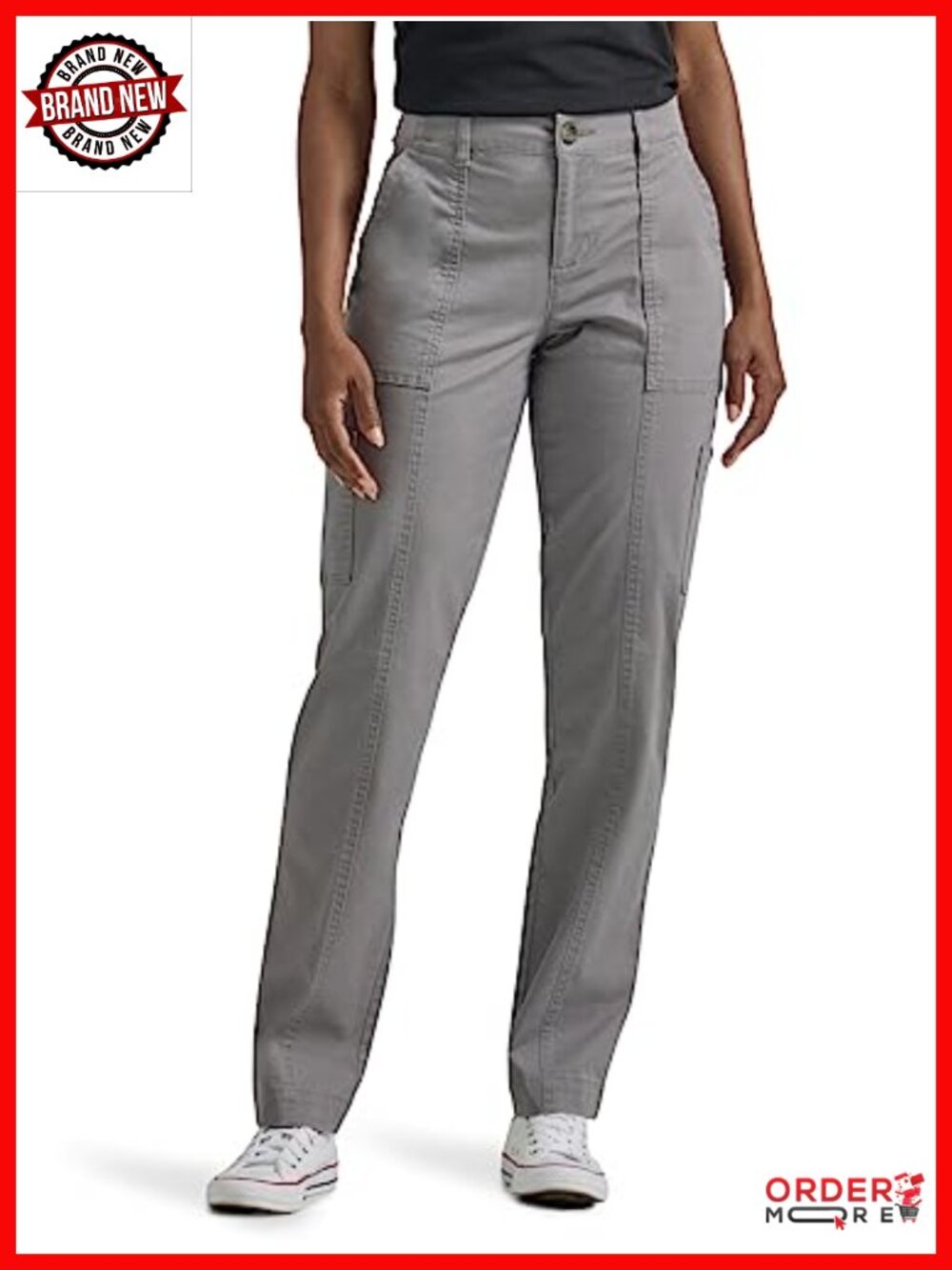 Lee Women's Petite Utility Pants Mid-Rise Straight Leg